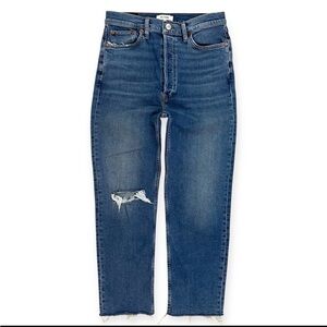Re/Done Distressed Blue Straight Jeans